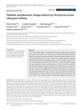 Thalamic Morphometric Changes Induced by First‐Person Action Videogame Training