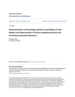 Characterization of the Pelagic Plankton Assemblage of Lake Matano and Determination of Factors Regulating Primary and Secondary Production Dynamics