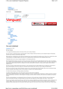 Osu Caste in Igboland::Vanguard (Nigeria) Side 1 Af 4