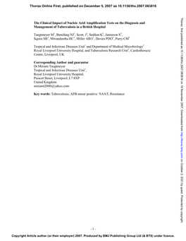 10.1136/Thx.2007.083816 Thorax: First Published As 10.1136/Thx.2007.083816 on 16 November 2007