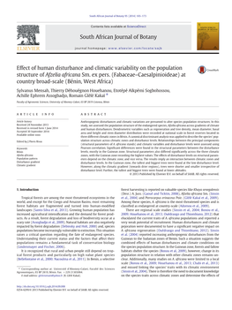 Effect of Human Disturbance and Climatic Variability on the Population Structure of Afzelia Africana Sm