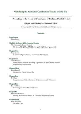 Proceedings of the Twenty-Fifth Conference of the Samuel Griffith Society