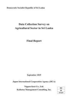Data Collection Survey on Agricultural Sector in Sri Lanka Final Report