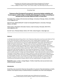 Talamanca-Osa Ecological Forecasting II