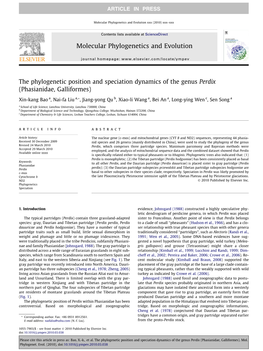 The Phylogenetic Position and Speciation Dynamics of the Genus Perdix (Phasianidae, Galliformes)