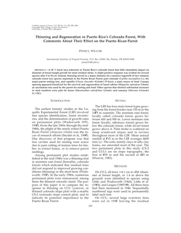 Thinning and Regeneration in Puerto Rico's Colorado Forest, With