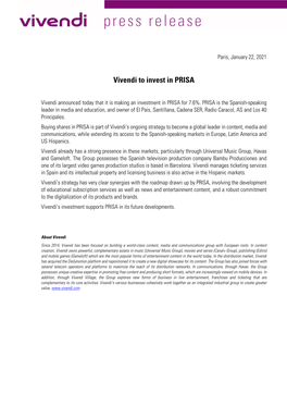 Vivendi to Invest in PRISA