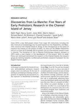 Discoveries from La Manche: Five Years of Early Prehistoric Research in the Channel Island of Jersey