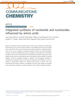 Integrated Synthesis of Nucleotide and Nucleosides Influenced by Amino