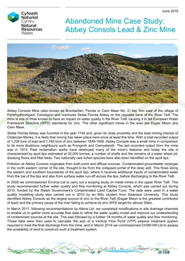 Abbey Consols Mine Case Study