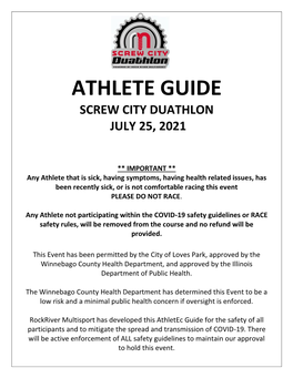 Athlete Guide Screw City Duathlon July 25, 2021