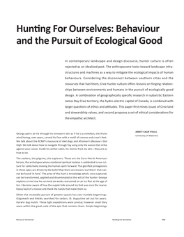 Hunting for Ourselves: Behaviour and the Pursuit of Ecological Good