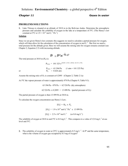 Solutions: Environmental Chemistry - a Global Perspective 4Th Edition