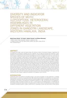 Diversity and Indicator Species of Moth (Lepidoptera: Heterocera) Assemblages in Different Vegetation Zones in Gangotri Landscape, Western Himalaya, India