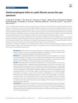 Gastroesophageal Reflux in Cystic Fibrosis Across the Age Spectrum