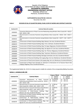 OCCIDENTAL MINDORO ENGINEERING DISTRICT OFFICE REGIONAL OFFICE IV-B Mamburao, Occidental Mindoro