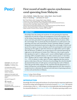 First Record of Multi-Species Synchronous Coral Spawning from Malaysia