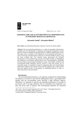 Assessing the Local Environmental Performance in Western Moldavia (Romania)