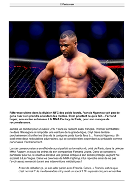 UFC – Francis Ngannou Détruit Par Son Ex-Coach Pour Son Comportement