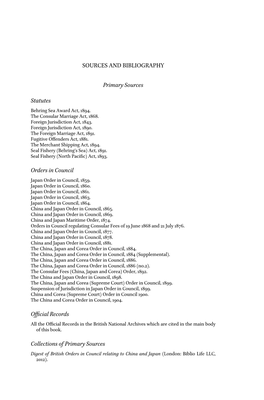 SOURCES and BIBLIOGRAPHY Primary Sources Statutes Orders In