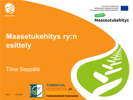 Maasetukehitys Ry:N Esittely