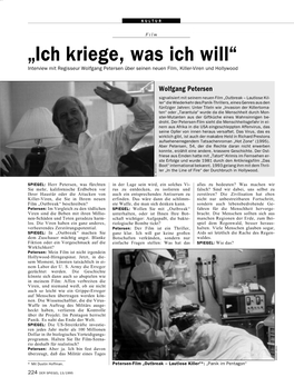 „Ich Kriege, Was Ich Will“ Interview Mit Regisseur Wolfgang Petersen Über Seinen Neuen Film, Killer-Viren Und Hollywood