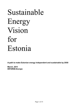 Sustainable Energy Vision for Estonia