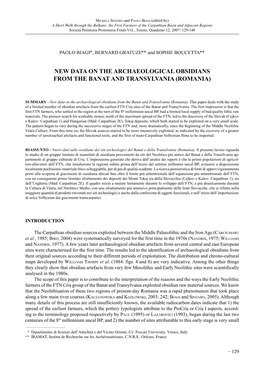 New Data on the Archaeological Obsidians from the Banat and Transylvania (Romania)