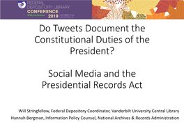 Do Tweets Document the Constitutional Duties of the President?
