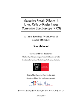 Measuring Protein Diffusion in Living Cells by Raster Image Correlation Spectroscopy (RICS)