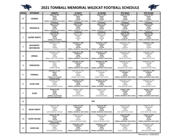 2021 Tomball Memorial Wildcat Football Schedule