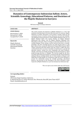 Dynamics of Contemporary Indonesian Sufism: Actors, Scientific Genealogy, Educational Patterns, and Doctrines of the Majelis Shalawat in East Java