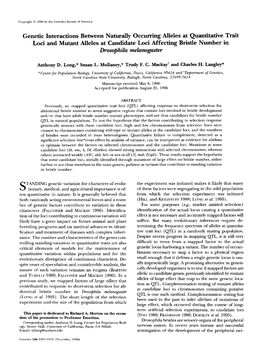 Genetic Interactions Between Naturally Occuning Alleles At