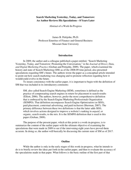 Search Marketing Yesterday, Today, and Tomorrow: an Author Reviews His Speculations – 8 Years Later