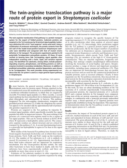 The Twin-Arginine Translocation Pathway Is a Major Route of Protein Export in Streptomyces Coelicolor