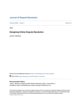 Designing Online Dispute Resolution