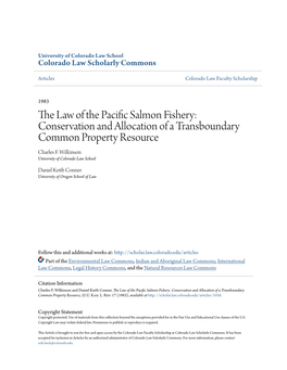 The Law of the Pacific Salmon Fishery: Conservation and Allocation of a Transboundary Common Property Resource, 32 U