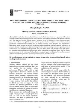 Aspects Regarding the Development of Pyrotechnic Obscurant Systems for Visible and Infrared Protection of Military Vehicles