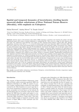 Spatial and Temporal Dynamics of Invertebrates Dwelling Karstic Mesovoid Shallow Substratum of Sivec National Nature Reserve (Slovakia), with Emphasis on Coleoptera