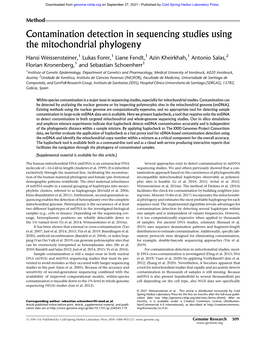 Contamination Detection in Sequencing Studies Using the Mitochondrial Phylogeny