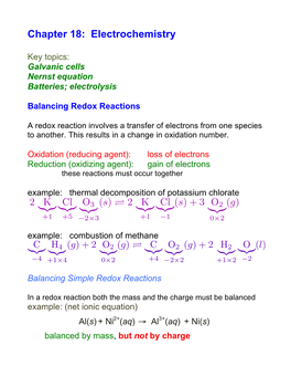 Chapter 18: Electrochemistry