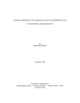 Possible Shipwreck and Aboriginal Sites on Submerged Land