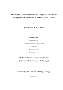 Modelling Environmental and Temporal Factors on Background Characters in Open World Games
