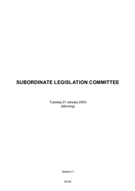 Subordinate Legislation Committee