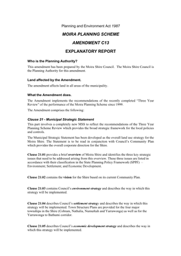 Moira Planning Scheme Amendment C13
