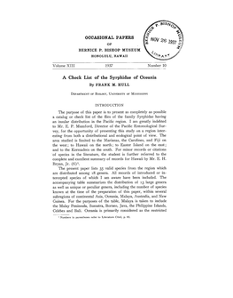 A Check List of the Syrphidae of Oceania by FRANK M