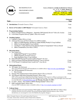 LOCAL STREETS and ROADS WORKING GROUP Meeting Agenda – December 3, 2009 Page 2 of 2