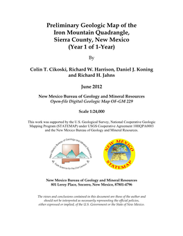 Geologic Map of the Iron Mountain 7.5-Minute Quadrangle, Sierra County, New Mexico