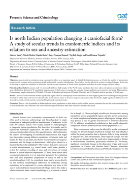 Is North Indian Population Changing It Craniofacial Form?