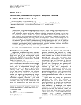 Seedling Date Palms (Phoenix Dactylifera L.) As Genetic Resources